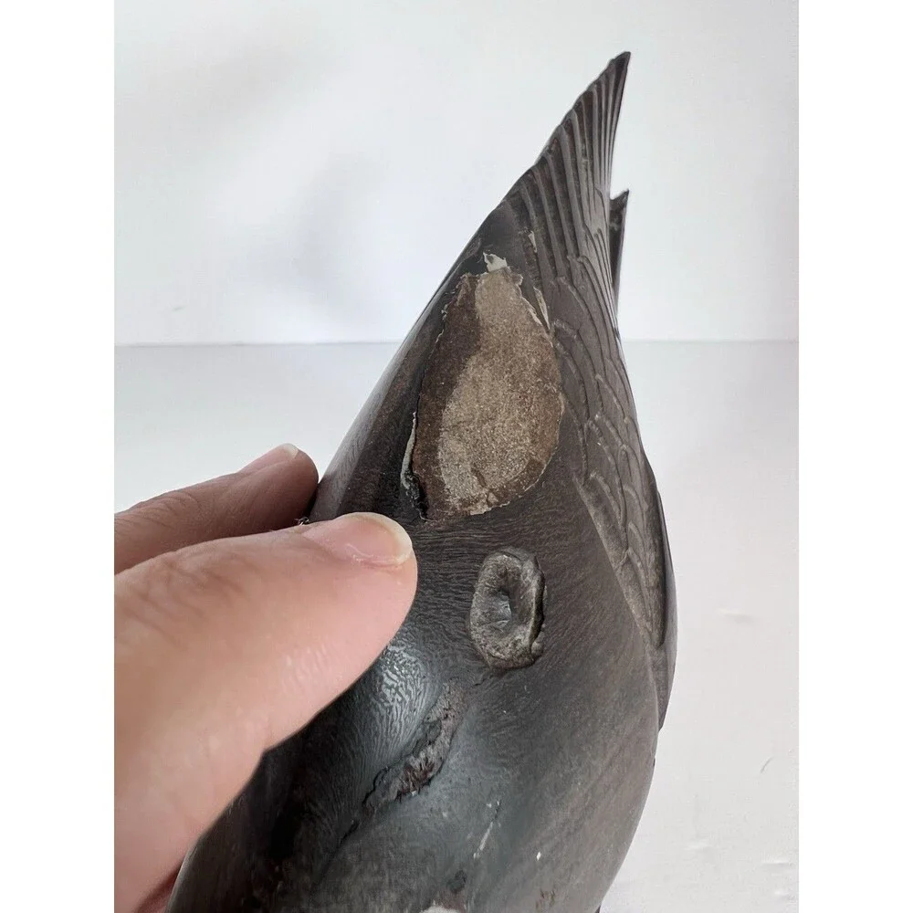 Angel Fish Wood Sculpture Rustic Style Fisherman Gift Folk Art‎ Hand Carved 7.5”